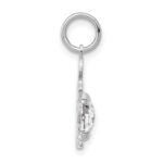 14K White Gold Boy Charm 6x4 Oval Genuine White Topaz-April - Image 2