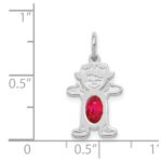 14K White Gold Girl Charm 6x4 Oval Genuine Ruby-July - Image 3