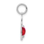 14K White Gold Boy Charm 6x4 Oval Genuine Ruby-July - Image 2