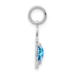 14K White Gold Boy Charm 6x4 Oval Genuine Blue Topaz-December - Image 2