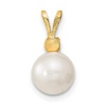14k 7-8mm White Round Freshwater Cultured Pearl and .30SA Sapphire Post Earrings and Pendant Set - Image 4