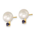 14k 7-8mm White Round Freshwater Cultured Pearl and .30SA Sapphire Post Earrings and Pendant Set - Image 5