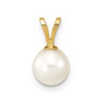 14K 6-7mm White Round Freshwater Cultured Pearl Pendant - Image 4