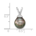 14k White Gold 9-10mm Teardrop Black Tahitian Saltwater Cultured Pearl Pendant - Image 3