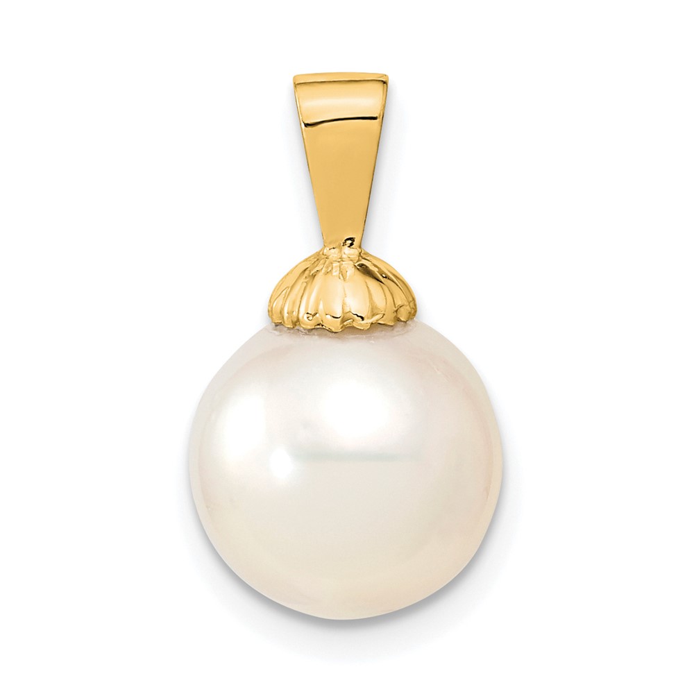XF465.jpg 14k 10-11mm White Round South Sea Saltwater Cultured Pearl Pendant - Image 1