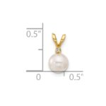 14k 5-6mm White Round Akoya Saltwater Cultured Pearl and .01 Carat Diamond Pendant - Image 3