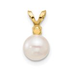 14k 6-7mm White Round Akoya Saltwater Cultured Pearl and .03 Carat Diamond Pendant - Image 4
