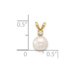 14k 6-7mm White Round Akoya Saltwater Cultured Pearl and .03 Carat Diamond Pendant - Image 3