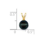 14k 7-8mm Black Round Akoya Saltwater Cultured Pearl Pendant - Image 2