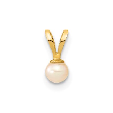 14k 3-4mm Round Pink Freshwater Cultured Pearl Pendant