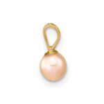 14k 4-5mm Round Pink Freshwater Cultured Pearl Pendant - Image 2