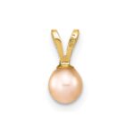 14k 4-5mm Round Pink Freshwater Cultured Pearl Pendant - Image 4