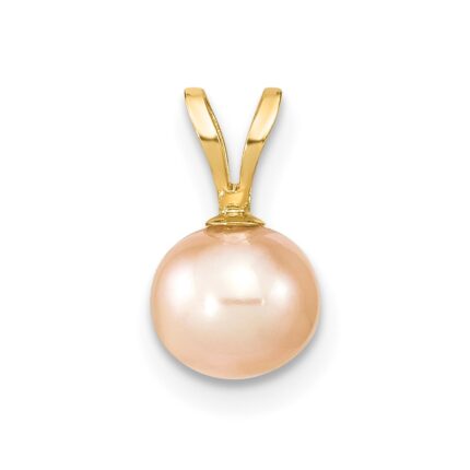 14k 6-7mm Round Pink Freshwater Cultured Pearl Pendant
