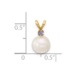 14k 7-7.5mm White Round Freshwater Cultured Pearl and .07TZ Tanzanite Pendant - Image 4
