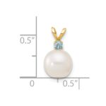 14k 8-8.5mm White Round Freshwater Cultured Pearl and .09BT Blue Topaz Pendant - Image 4