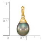 14k 9-10mm Black Teardrop Tahitian Saltwater Cultured Pearl Pendant - Image 3