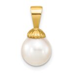 14K 8-9mm White Round Freshwater Pearl Pendant