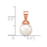14K Rose Gold 8-9mm White Round Freshwater Cultured Pearl Pendant - Image 3