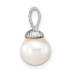 14K White Gold 8-9mm White Round Freshwater Cultured Pearl Pendant - Image 2