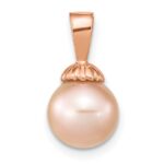 14k Rose Gold 8-9mm Pink Round Freshwater Cultured Pearl Pendant