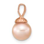 14k Rose Gold 8-9mm Pink Round Freshwater Cultured Pearl Pendant - Image 2
