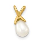14K 5-6mm White Teardrop Freshwater Cultured Pearl Pendant - Image 4