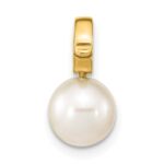 14K 7-8mm White Round Freshwater Cultured Pearl Hinged Bail Charm - Image 4