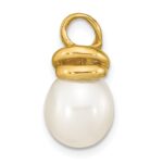 14K 9-10mm White Rice Freshwater Cultured Pearl Slide Fits up to 3mm Fancy Omega Only - Image 2