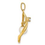 14k 5-6mm White Round Freshwater Cultured Pearl and .05 Carat Diamond Pendant - Image 2