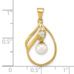14k 5-6mm White Round Freshwater Cultured Pearl and .05 Carat Diamond Pendant - Image 3