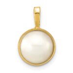 14K 9-10mm White Round Saltwater Cultured Mabe Pearl Pendant