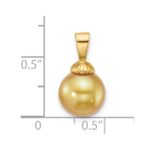 14k Polished 9-10mm Round Golden South Sea Saltwater Cultured Pearl Pendant - Image 4