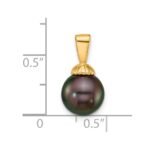 14k Polished 8-9mm Round Black Tahitian Saltwater Cultured Pearl Pendant - Image 4