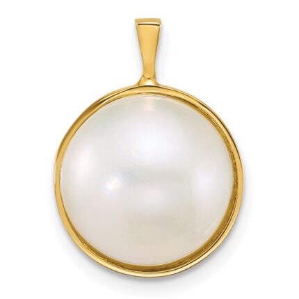 14k 12-13mm White Round Saltwater Cultured Mabe Pearl Pendant