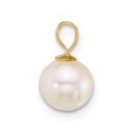 14k Polished 7-8mm Round White Freshwater Cultured Pearl Pendant - Image 2