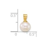 14k Polished 7-8mm Round White Freshwater Cultured Pearl Pendant - Image 4