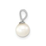 14k White Gold 5-6mm White Round Freshwater Cultured Pearl Pendant - Image 2