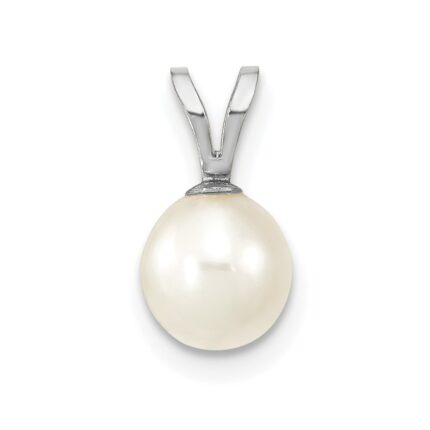 14k White Gold 6-7mm White Round Freshwater Cultured Pearl Pendant