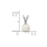 14k White Gold 5-6mm White Round Akoya Saltwater Cultured Pearl and .01 Carat Diamond Pendant - Image 3