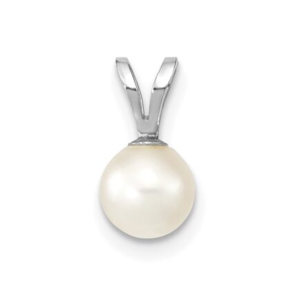 14k White Gold 5-6mm White Round Akoya Saltwater Cultured Pendant