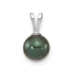 14k White Gold 6-7mm Round Black Akoya Saltwater Cultured Pendant - Image 4
