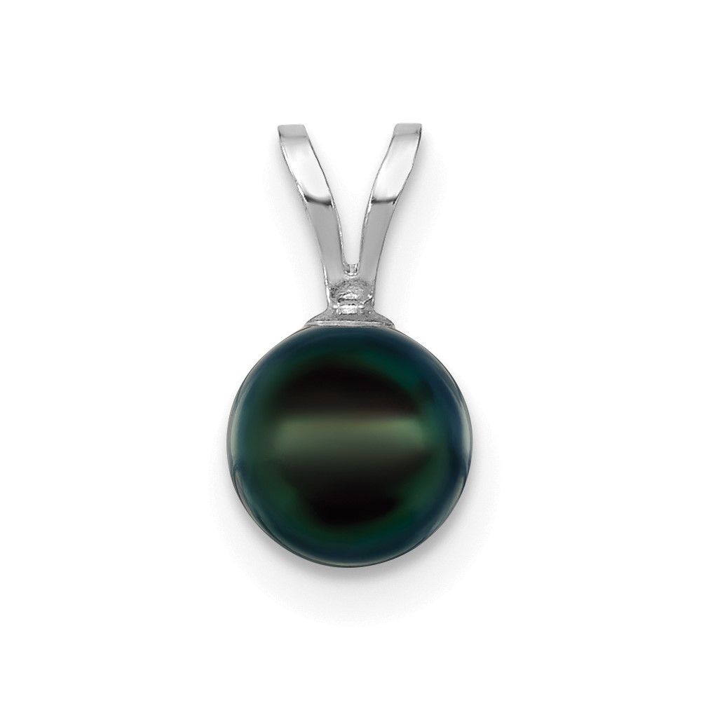 XFW487B.jpg 14k White Gold 6-7mm Round Black Akoya Saltwater Cultured Pendant - Image 1