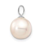 14k White Gold 8-9mm White Round Freshwater Cultured Pearl Pendant - Image 2