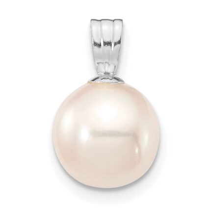 14k White Gold 8-9mm White Round Freshwater Cultured Pearl Pendant