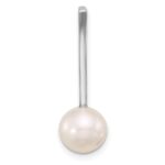 14K White Gold 8-9mm Round White Freshwater Cultured Pearl Drop Chain Slide - Image 3