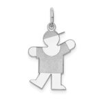 14k White Gold The Kids Small Boy with Hat Engravable Kiss Charm