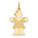 14k The Kids Small Girl with Bow Engravable Hugs Charm