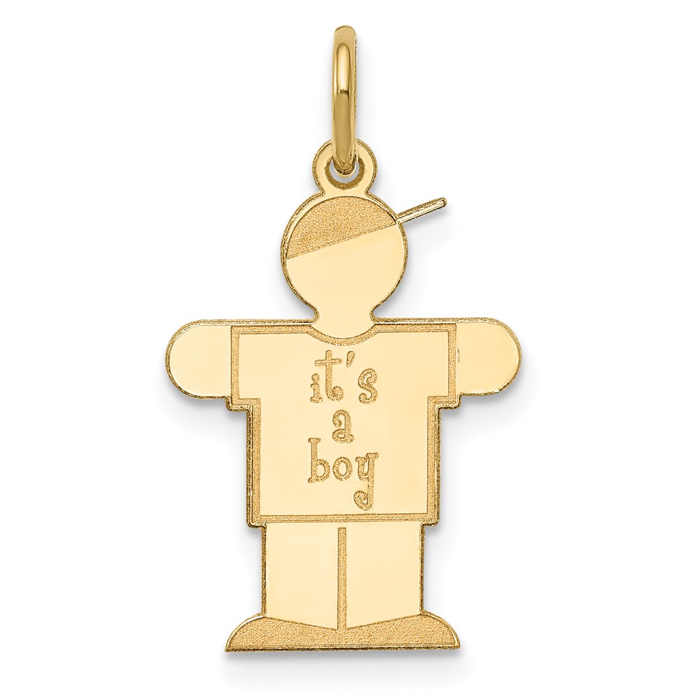 XK1099Y.jpg 14k The Kids Small It's a Boy Engravable Hugs Charm - Image 1