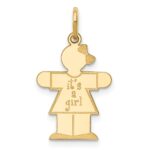 14k The Kids Small It's a Girl Engravable Hugs Charm
