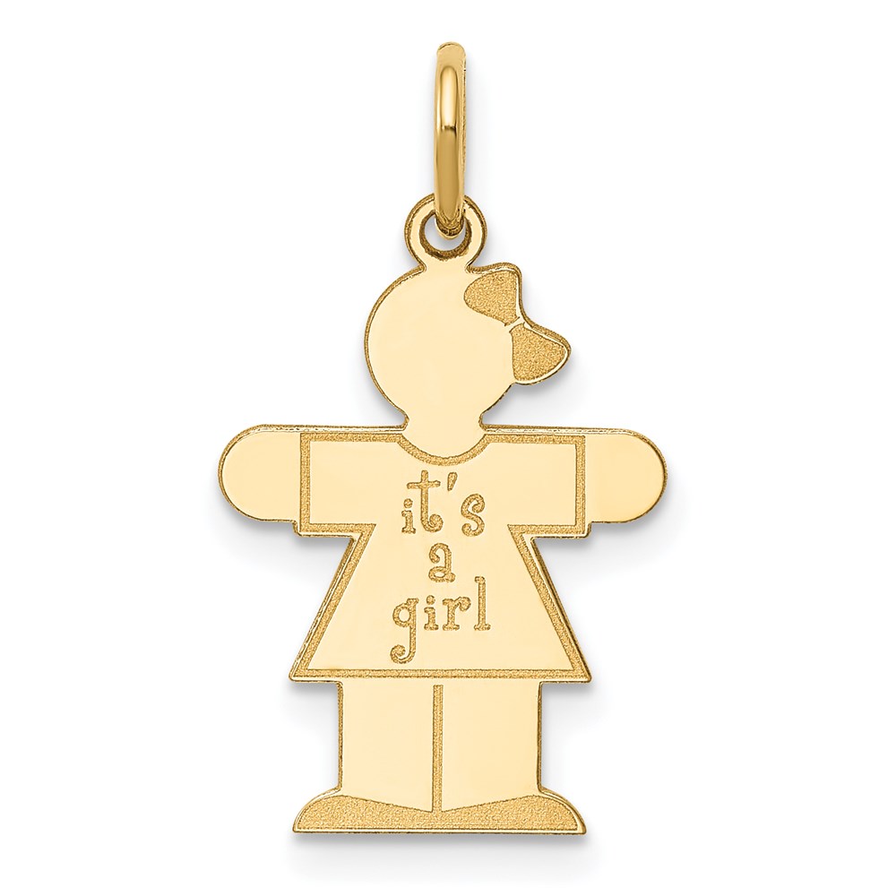 XK1103Y.jpg 14k The Kids Small It's a Girl Engravable Hugs Charm - Image 1